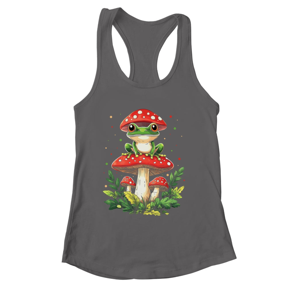 Cute Frog On Mushroom Cartoon Aesthetic Art Garden Lover Shirt & Tank Top | siriusteestore