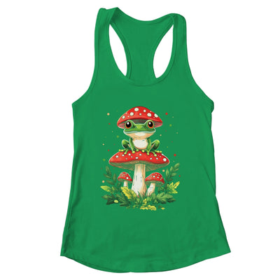 Cute Frog On Mushroom Cartoon Aesthetic Art Garden Lover Shirt & Tank Top | siriusteestore