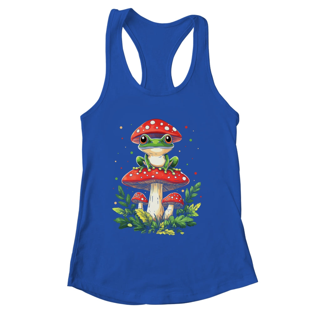 Cute Frog On Mushroom Cartoon Aesthetic Art Garden Lover Shirt & Tank Top | siriusteestore