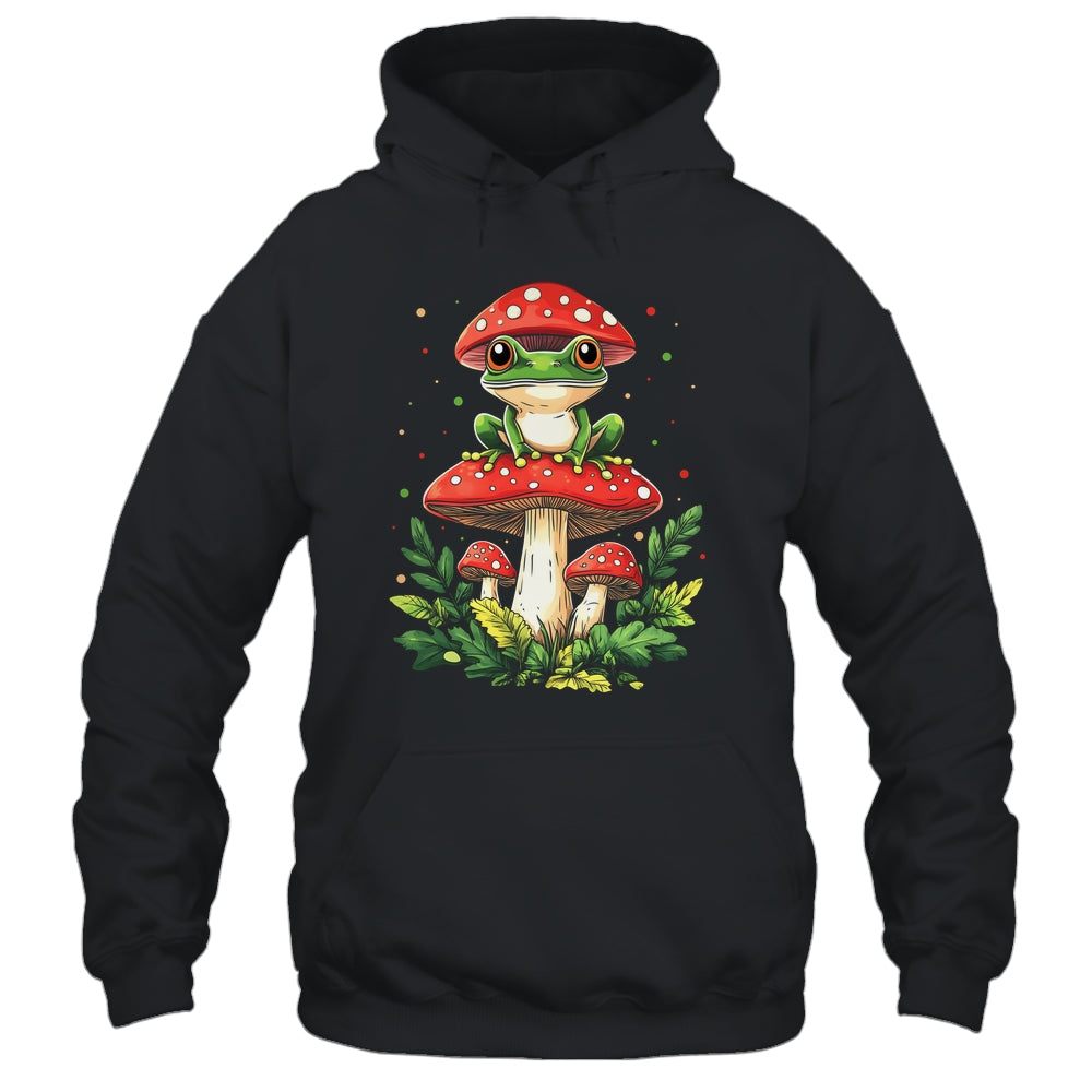 Cute Frog On Mushroom Cartoon Aesthetic Art Garden Lover Shirt & Tank Top | siriusteestore