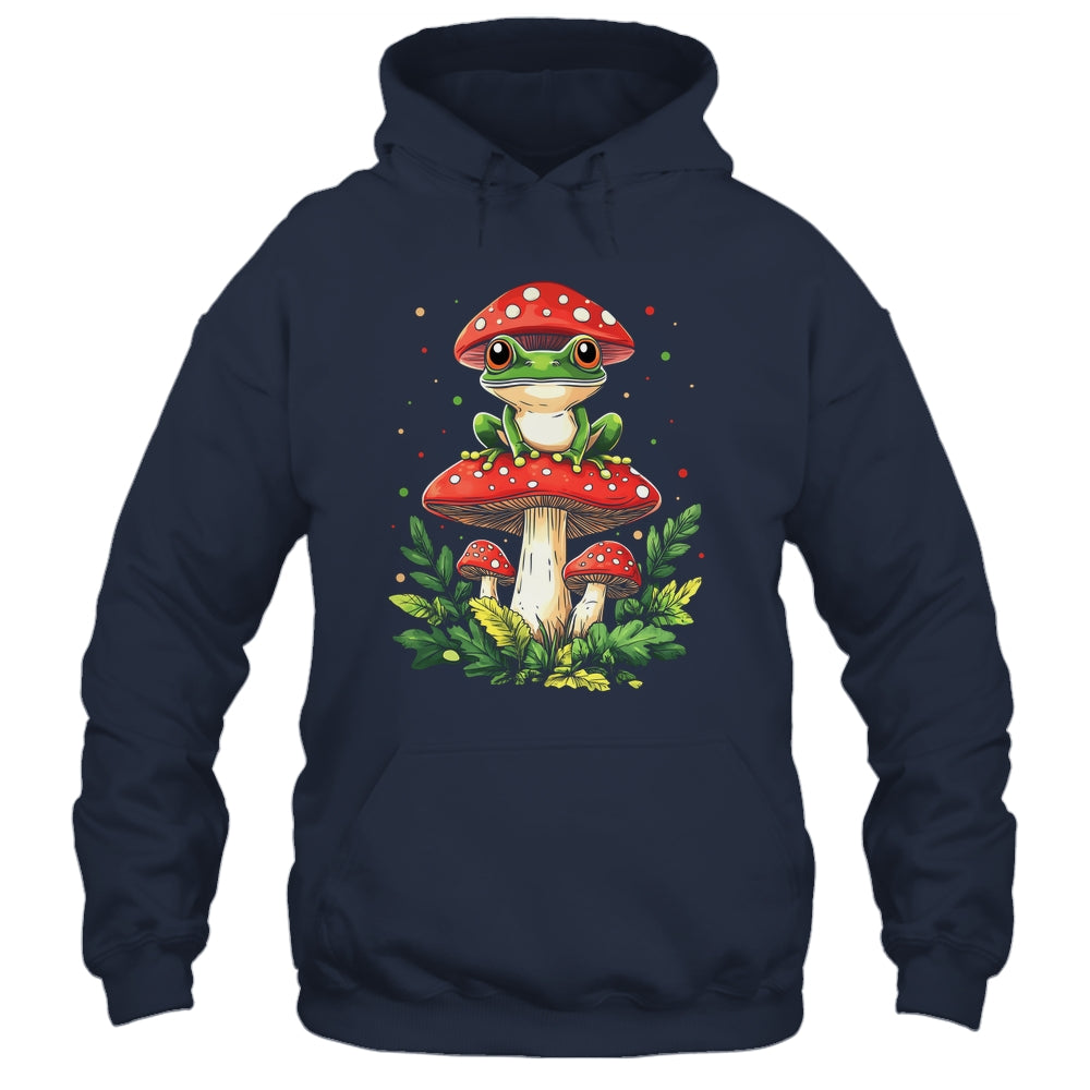 Cute Frog On Mushroom Cartoon Aesthetic Art Garden Lover Shirt & Tank Top | siriusteestore
