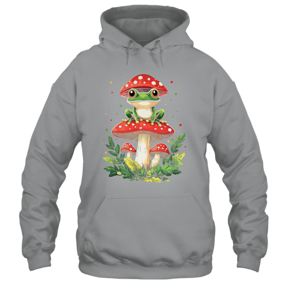 Cute Frog On Mushroom Cartoon Aesthetic Art Garden Lover Shirt & Tank Top | siriusteestore