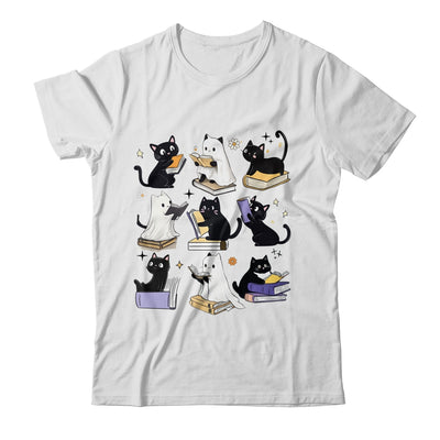 Cute Ghost Black Cat Reading Books Spooky Halloween Bookish Shirt & Sweatshirt | siriusteestore