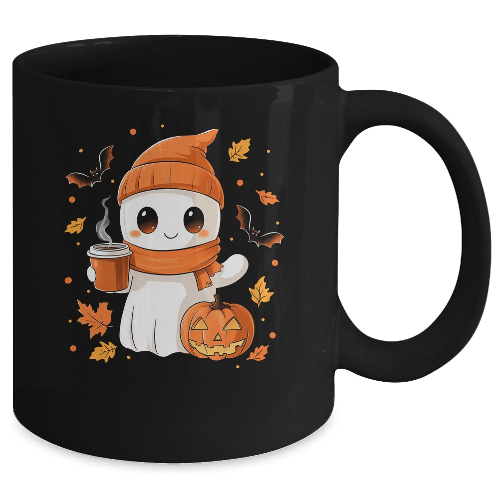 Cute Ghost Drinking Coffee Halloween Ghost Ice Coffee Womens Mug | siriusteestore