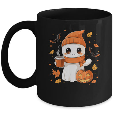Cute Ghost Drinking Coffee Halloween Ghost Ice Coffee Womens Mug | siriusteestore