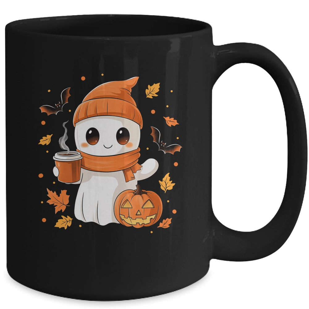 Cute Ghost Drinking Coffee Halloween Ghost Ice Coffee Womens Mug | siriusteestore