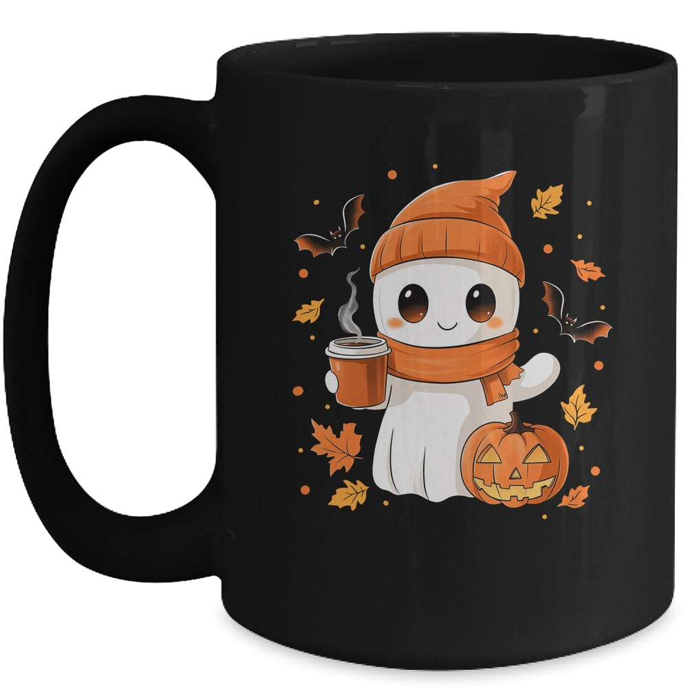 Cute Ghost Drinking Coffee Halloween Ghost Ice Coffee Womens Mug | siriusteestore