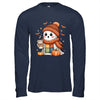 Cute Ghost Drinking Coffee Halloween Patchwork Ghost Women Shirt & Hoodie | siriusteestore