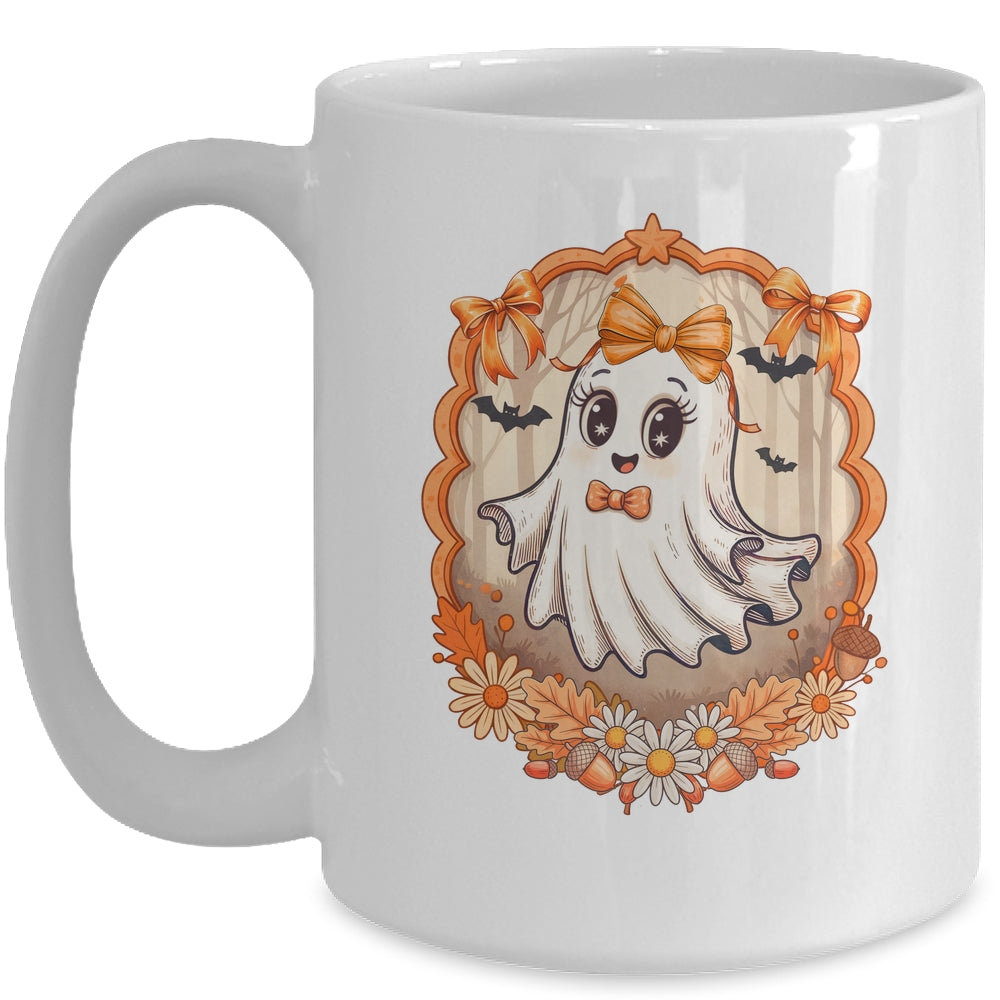 Cute Ghost Fall Halloween Bows Flowers Girly Spooky Season Mug | siriusteestore