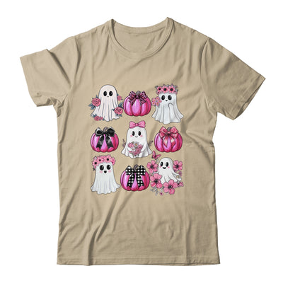 Cute Ghost Florals Pink Coquette Bows Pumpkins Halloween Shirt & Sweatshirt | siriusteestore