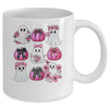 Cute Ghost Florals Pink Coquette Bows Pumpkins Halloween Mug | siriusteestore