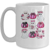 Cute Ghost Florals Pink Coquette Bows Pumpkins Halloween Mug | siriusteestore