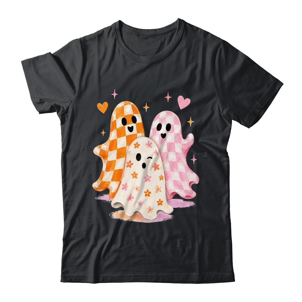 Cute Ghost Halloween Flower Checkered Coquette Spooky Season Shirt & Sweatshirt | siriusteestore