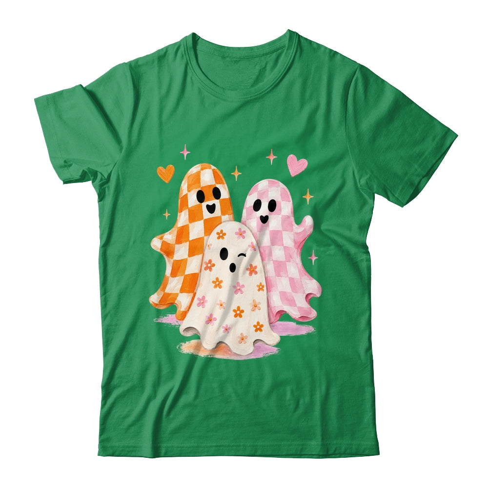 Cute Ghost Halloween Flower Checkered Coquette Spooky Season Shirt & Sweatshirt | siriusteestore