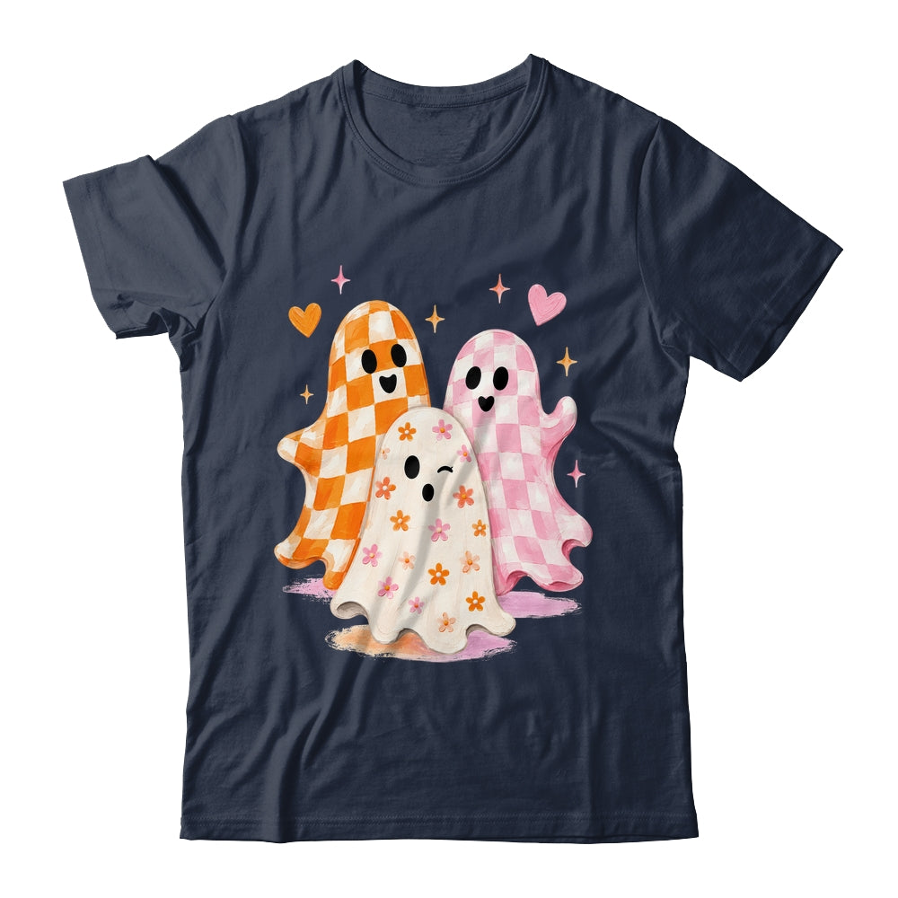 Cute Ghost Halloween Flower Checkered Coquette Spooky Season Shirt & Sweatshirt | siriusteestore