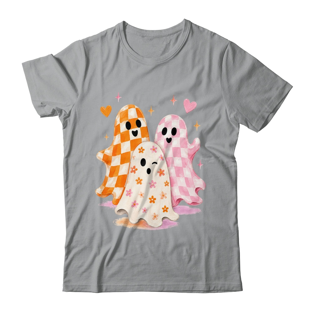 Cute Ghost Halloween Flower Checkered Coquette Spooky Season Shirt & Sweatshirt | siriusteestore