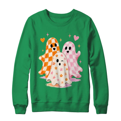 Cute Ghost Halloween Flower Checkered Coquette Spooky Season Shirt & Sweatshirt | siriusteestore