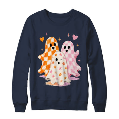Cute Ghost Halloween Flower Checkered Coquette Spooky Season Shirt & Sweatshirt | siriusteestore