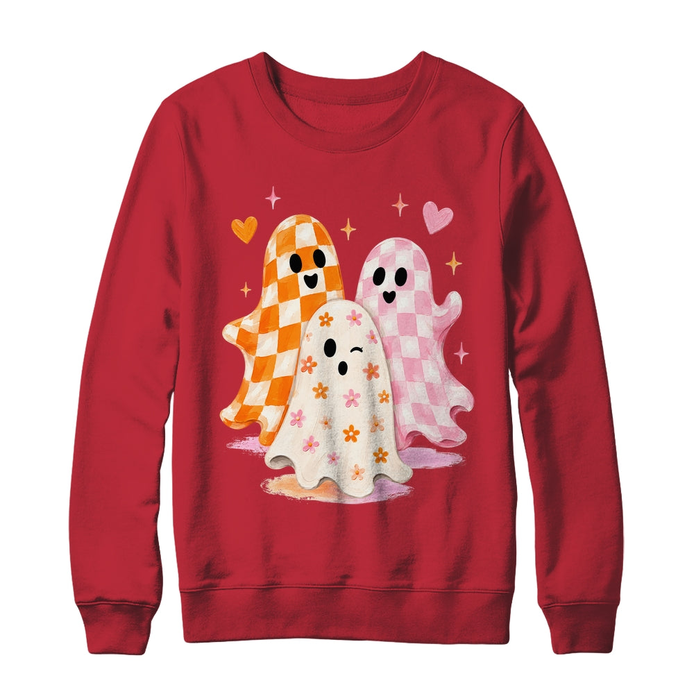 Cute Ghost Halloween Flower Checkered Coquette Spooky Season Shirt & Sweatshirt | siriusteestore