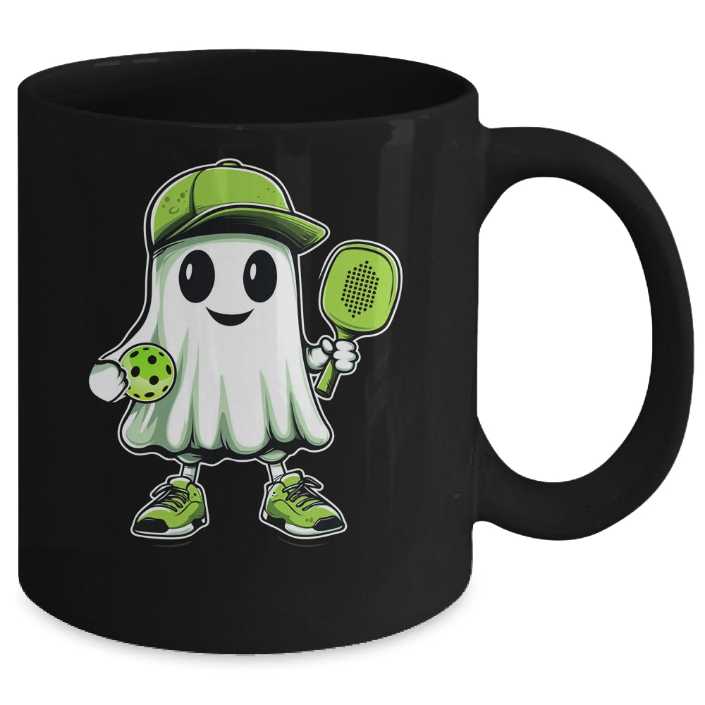 Cute Ghost Playing Pickleball Halloween Paddleball Funny Mug | siriusteestore