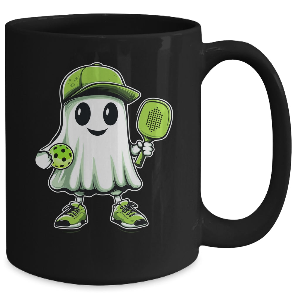 Cute Ghost Playing Pickleball Halloween Paddleball Funny Mug | siriusteestore