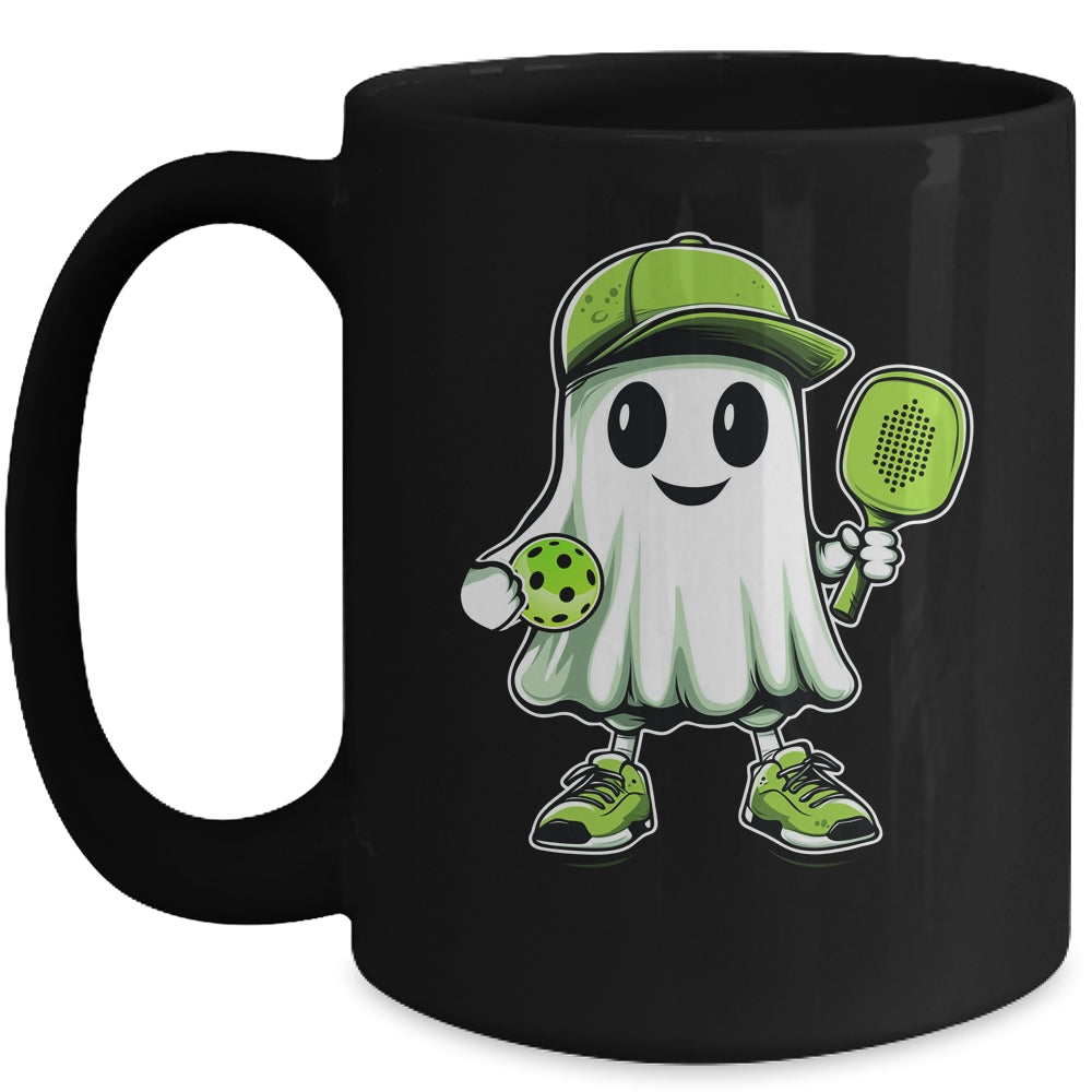 Cute Ghost Playing Pickleball Halloween Paddleball Funny Mug | siriusteestore