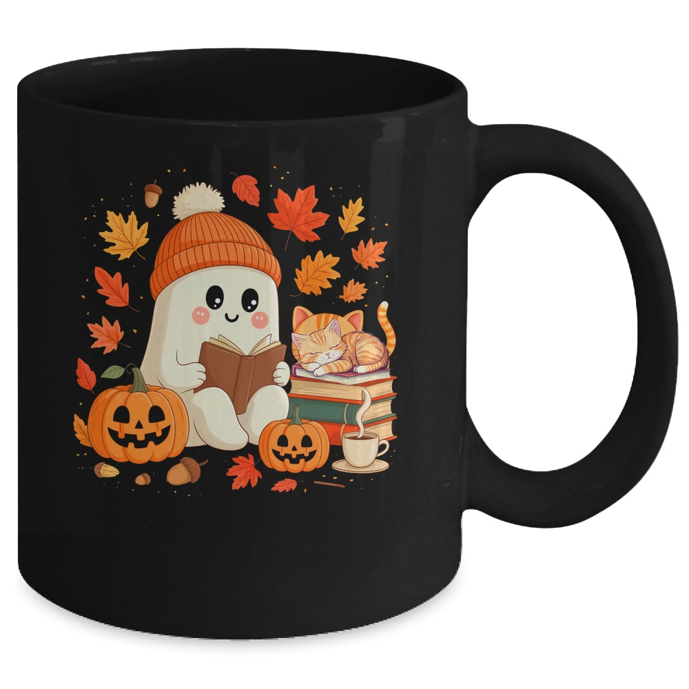 Cute Ghost Reading Book Lovers Autumn Fall Halloween Ghost Mug | siriusteestore