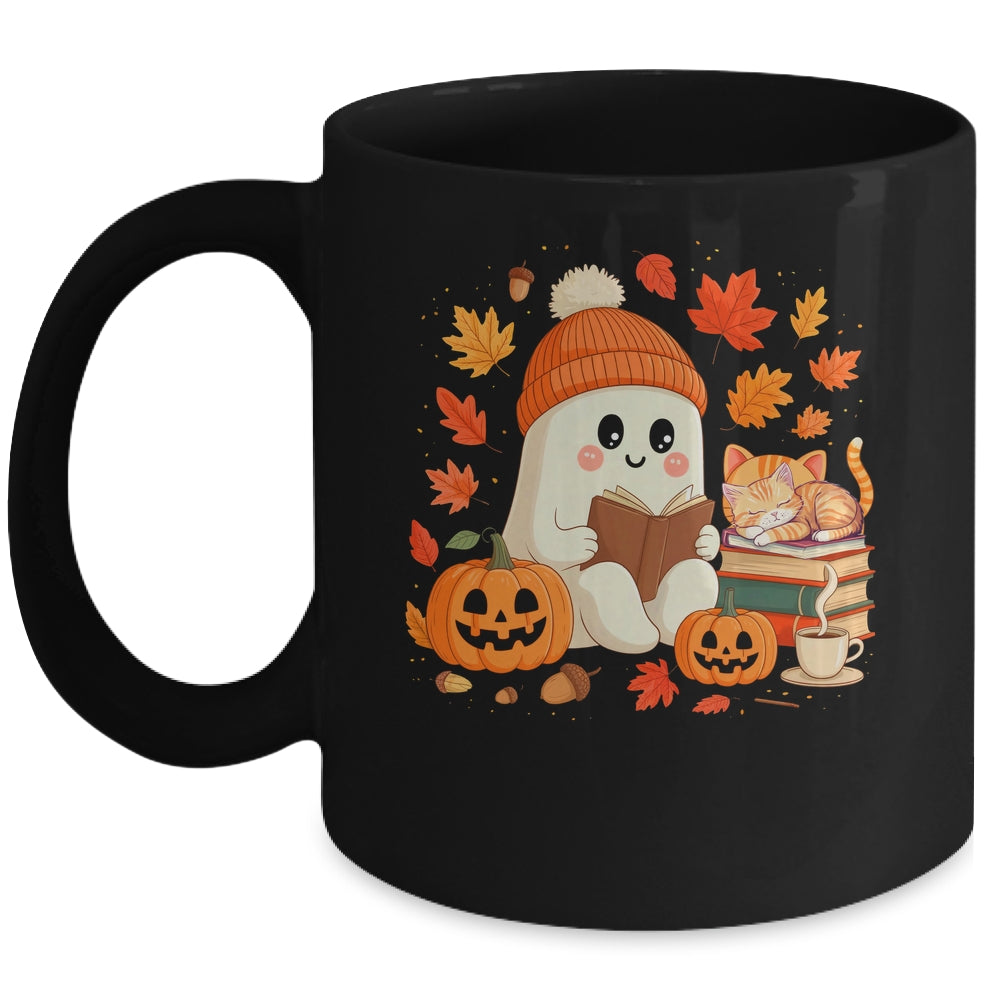 Cute Ghost Reading Book Lovers Autumn Fall Halloween Ghost Mug | siriusteestore