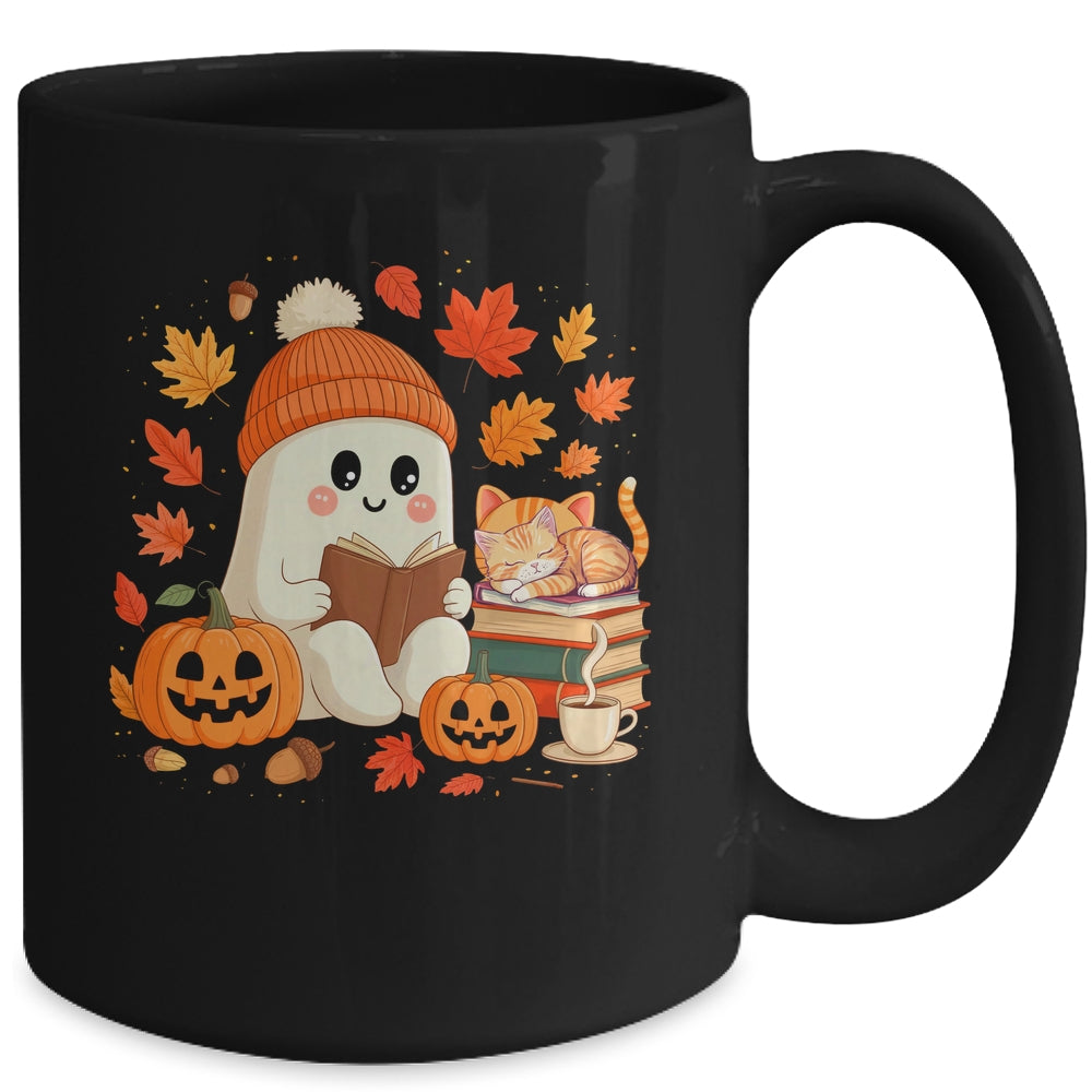 Cute Ghost Reading Book Lovers Autumn Fall Halloween Ghost Mug | siriusteestore