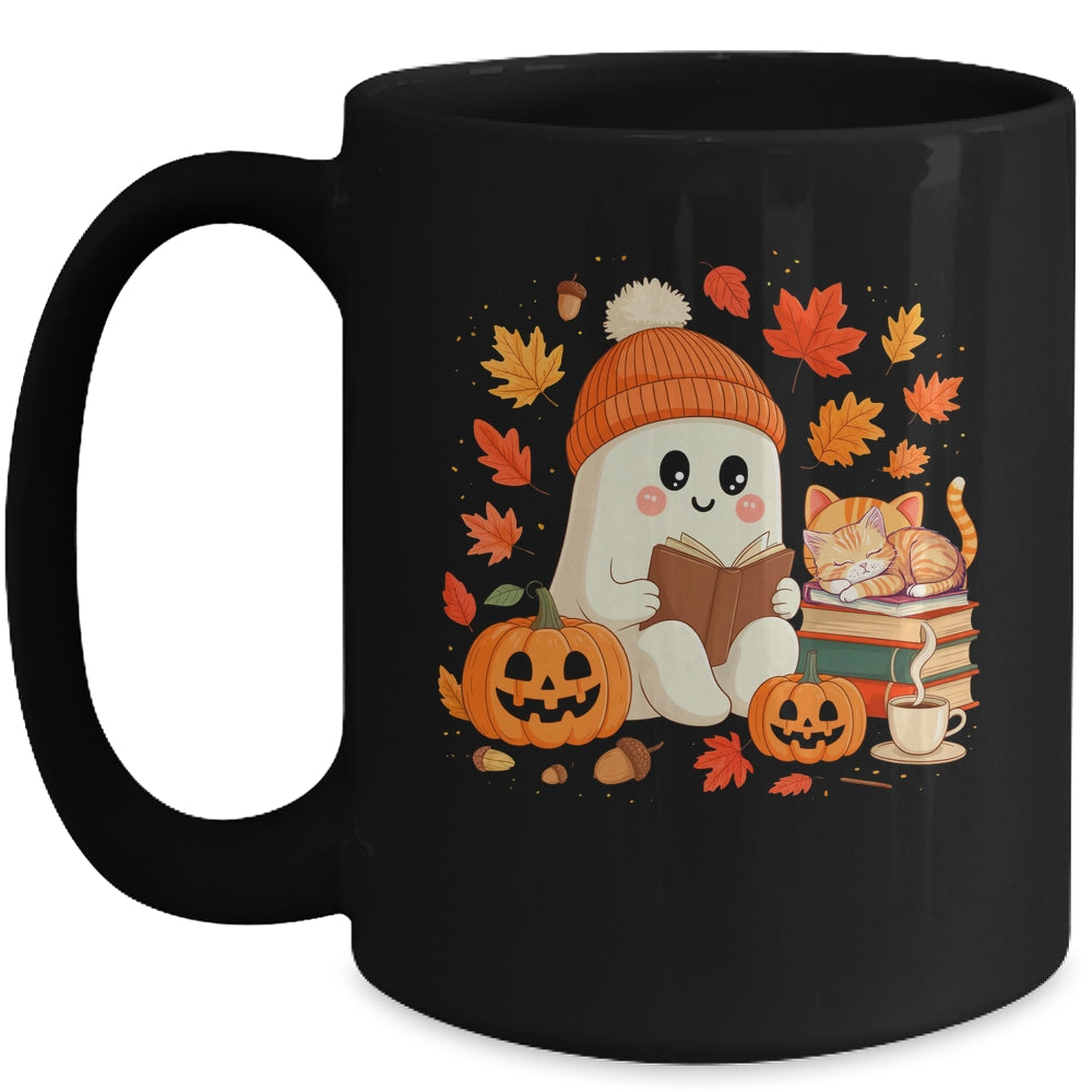 Cute Ghost Reading Book Lovers Autumn Fall Halloween Ghost Mug | siriusteestore