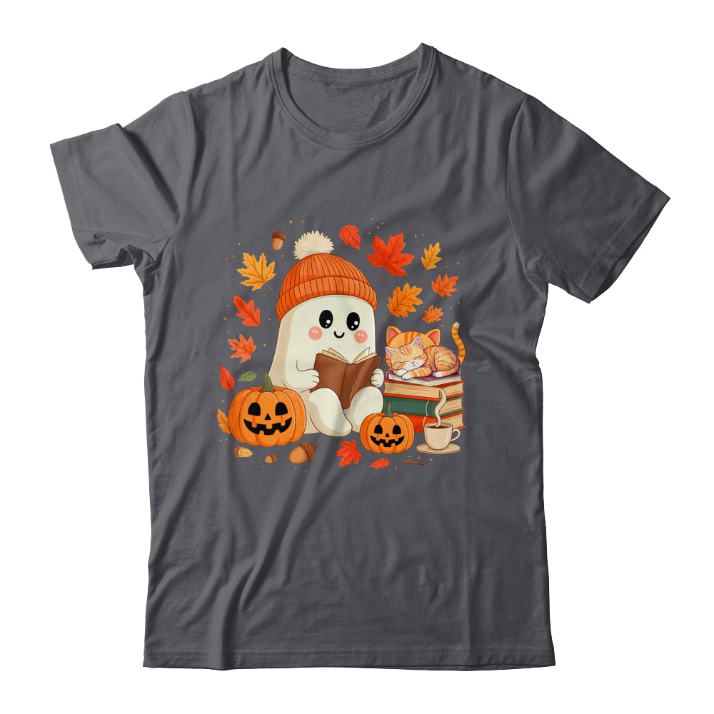 Cute Ghost Reading Book Lovers Autumn Fall Halloween Ghost Shirt & Sweatshirt | siriusteestore