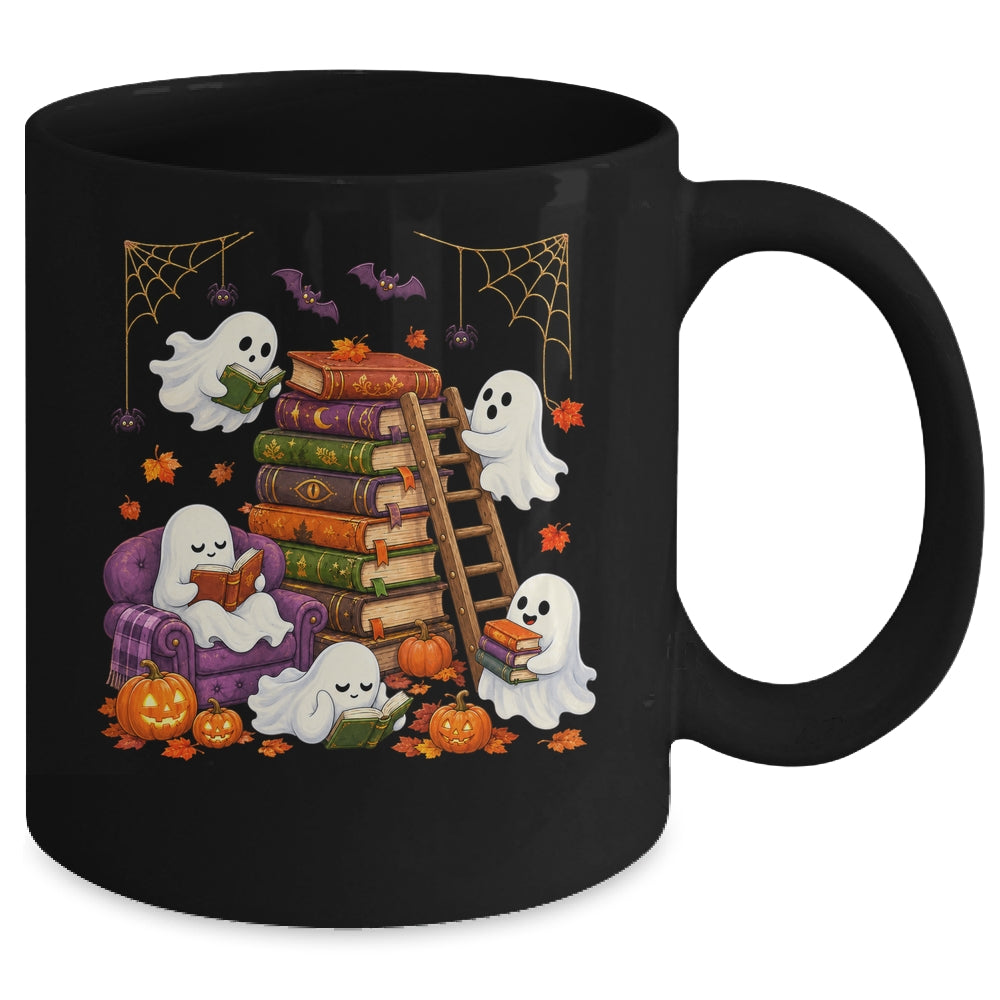 Cute Ghost Reading Book Lovers Halloween Autumn Fall Mug | siriusteestore