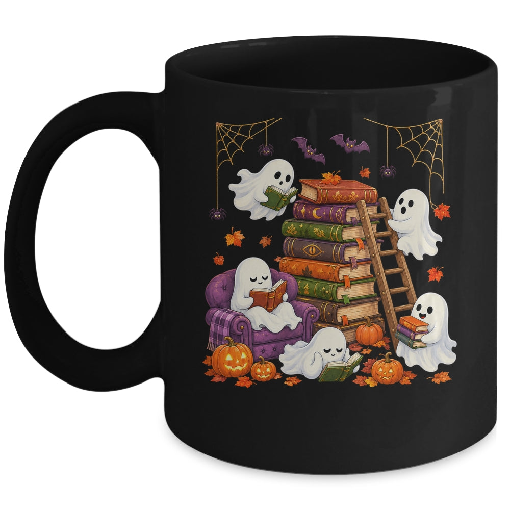 Cute Ghost Reading Book Lovers Halloween Autumn Fall Mug | siriusteestore
