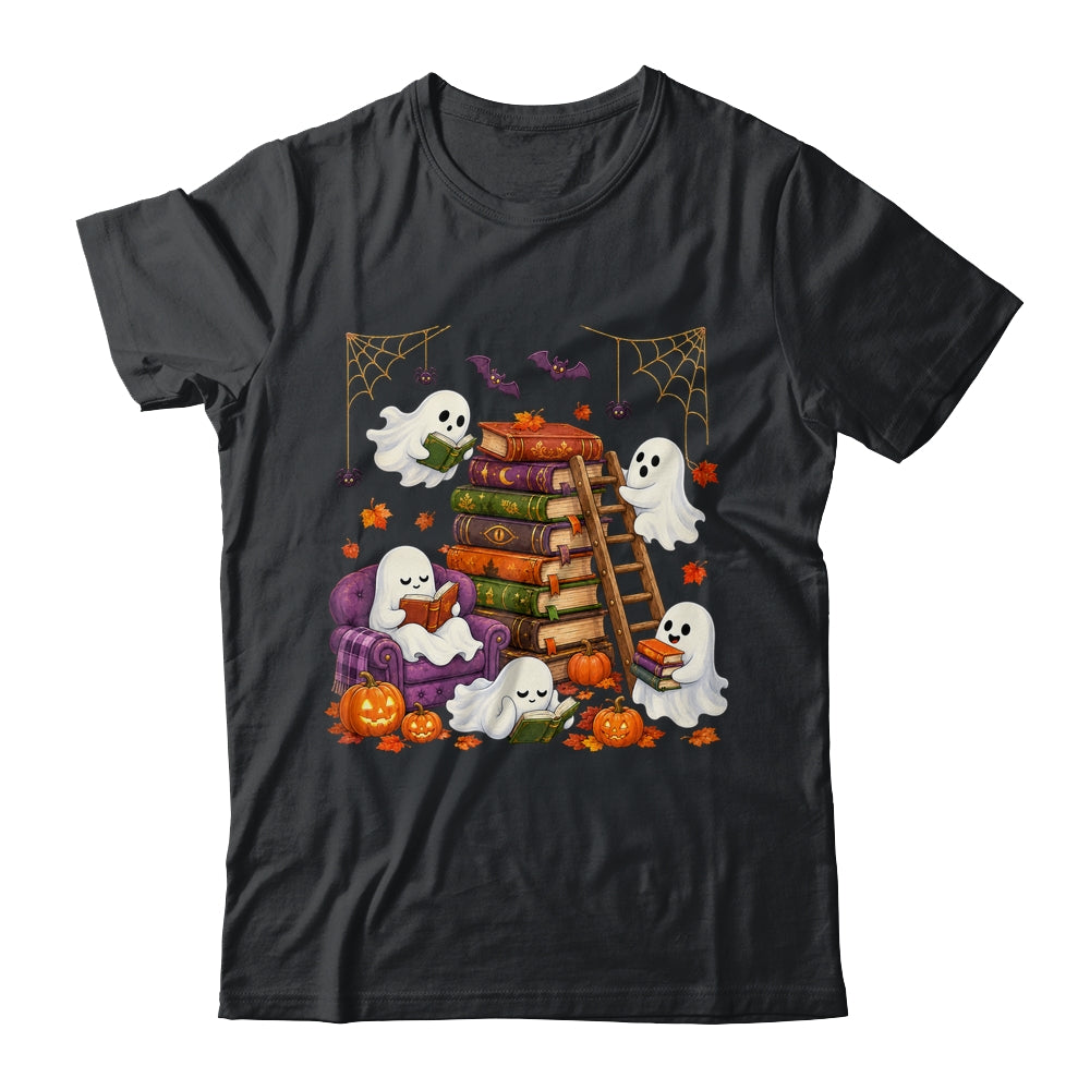 Cute Ghost Reading Book Lovers Halloween Autumn Fall Shirt & Hoodie | siriusteestore