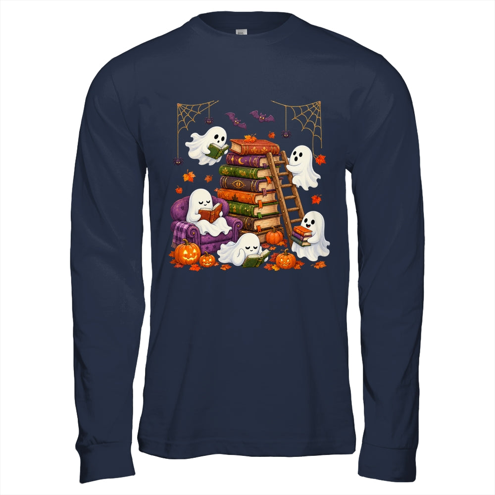 Cute Ghost Reading Book Lovers Halloween Autumn Fall Shirt & Hoodie | siriusteestore