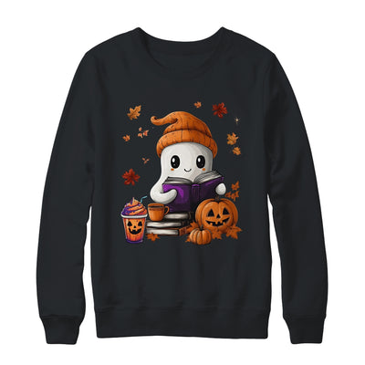 Cute Ghost Reading Book Lovers Halloween Ghost Coffee Women Shirt & Sweatshirt | siriusteestore