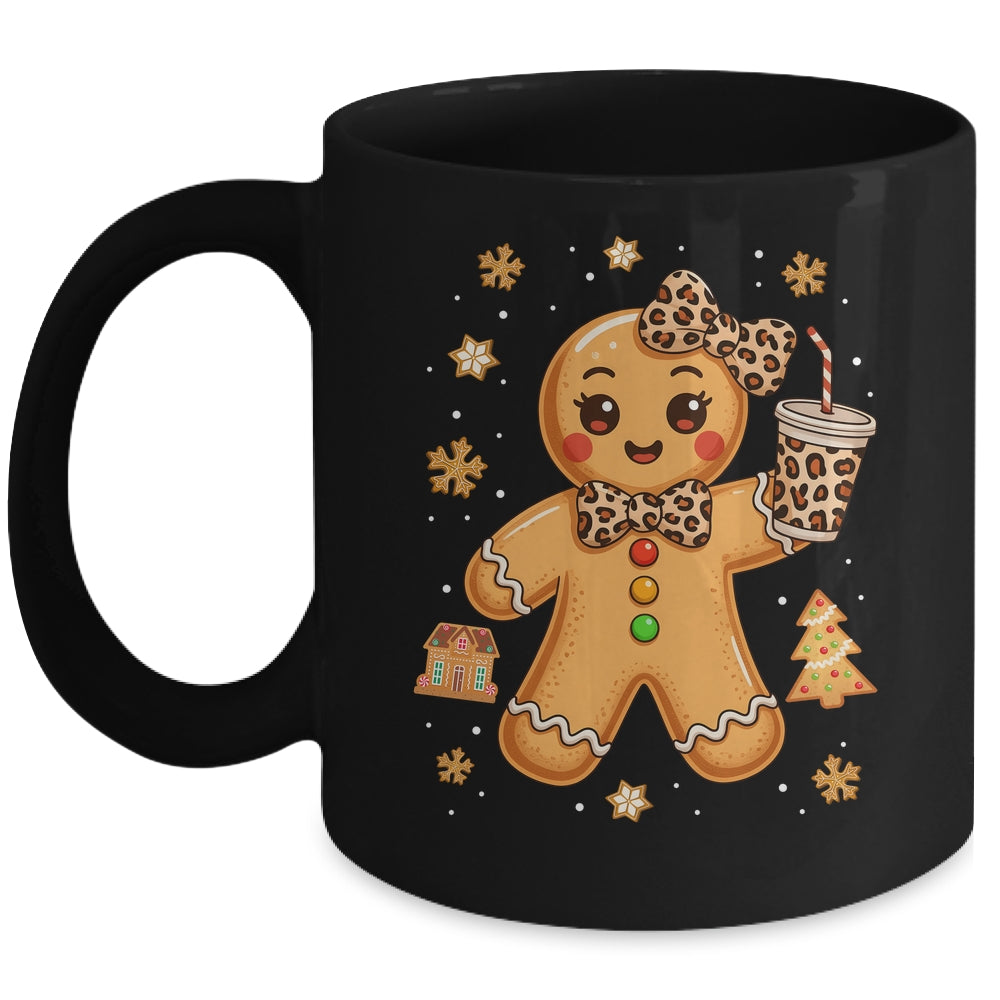 Cute Gingerbread Leopard Coquette Christmas Xmas Girl Women Mug | siriusteestore