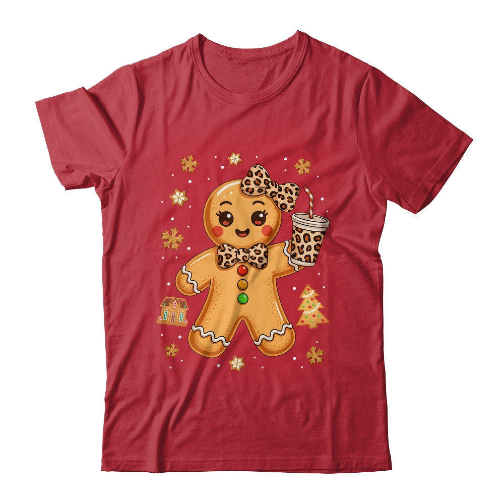 Cute Gingerbread Leopard Coquette Christmas Xmas Girl Women Shirt & Sweatshirt | siriusteestore