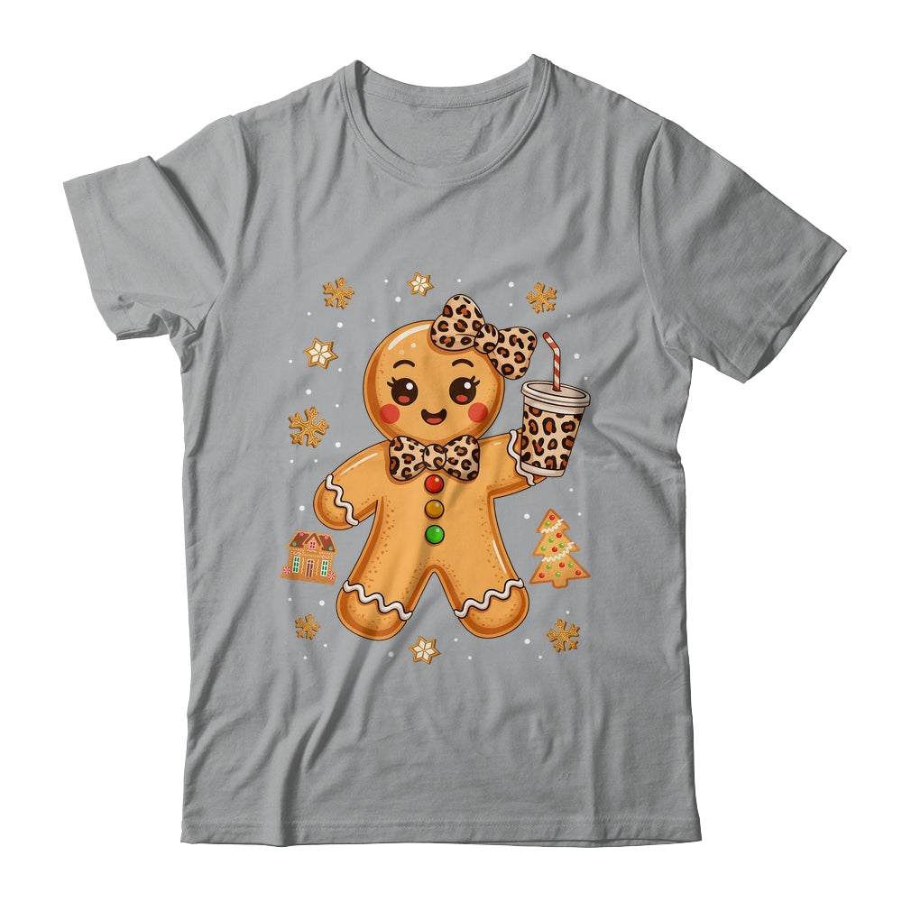 Cute Gingerbread Leopard Coquette Christmas Xmas Girl Women Shirt & Sweatshirt | siriusteestore