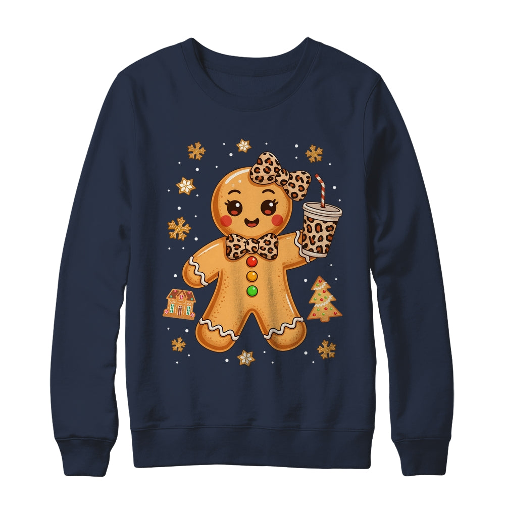 Cute Gingerbread Leopard Coquette Christmas Xmas Girl Women Shirt & Sweatshirt | siriusteestore