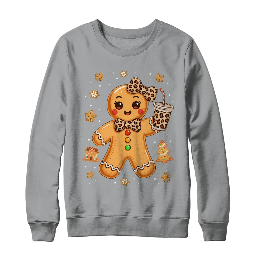 Cute Gingerbread Leopard Coquette Christmas Xmas Girl Women Shirt & Sweatshirt | siriusteestore
