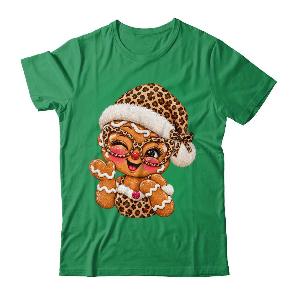 Cute Gingerbread Leopard Santa Hat Christmas Women Girls Shirt & Sweatshirt | siriusteestore