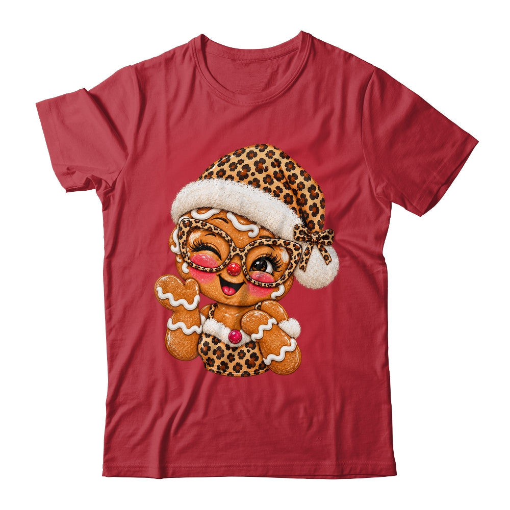 Cute Gingerbread Leopard Santa Hat Christmas Women Girls Shirt & Sweatshirt | siriusteestore
