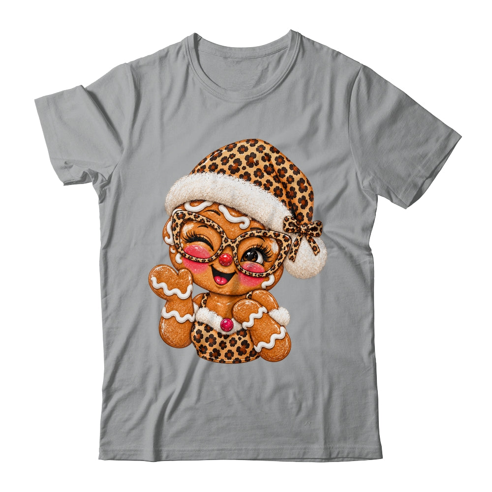 Cute Gingerbread Leopard Santa Hat Christmas Women Girls Shirt & Sweatshirt | siriusteestore