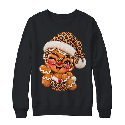 Cute Gingerbread Leopard Santa Hat Christmas Women Girls Shirt & Sweatshirt | siriusteestore