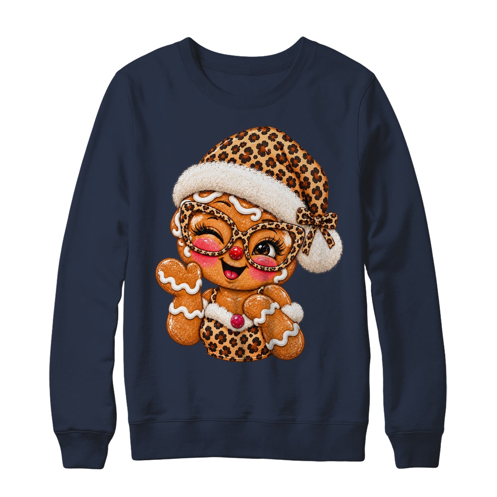 Cute Gingerbread Leopard Santa Hat Christmas Women Girls Shirt & Sweatshirt | siriusteestore