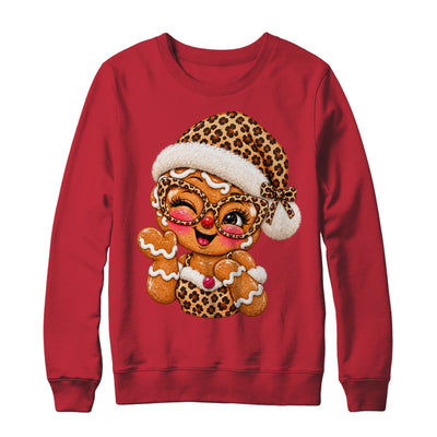 Cute Gingerbread Leopard Santa Hat Christmas Women Girls Shirt & Sweatshirt | siriusteestore