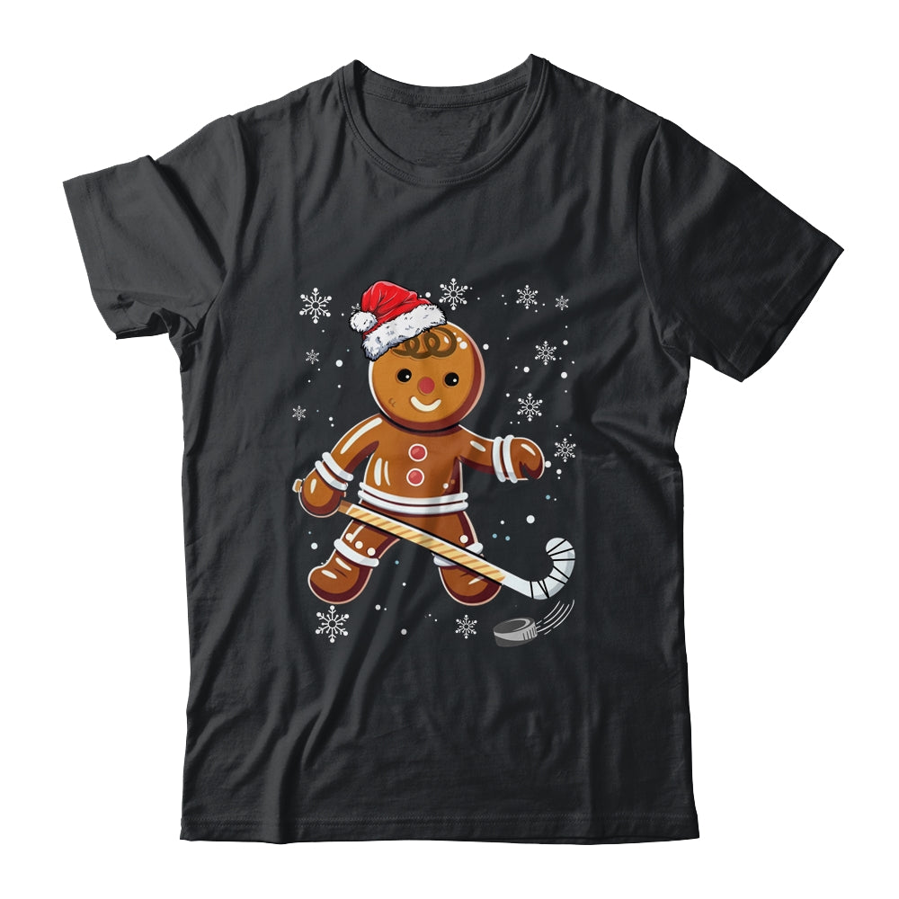 Cute Gingerbread Man Hockey Player Hockey Christmas Shirt & Sweatshirt | siriusteestore