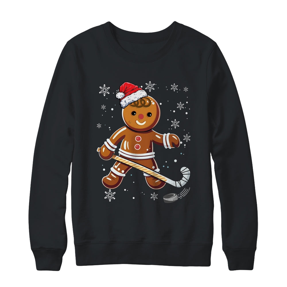 Cute Gingerbread Man Hockey Player Hockey Christmas Shirt & Sweatshirt | siriusteestore