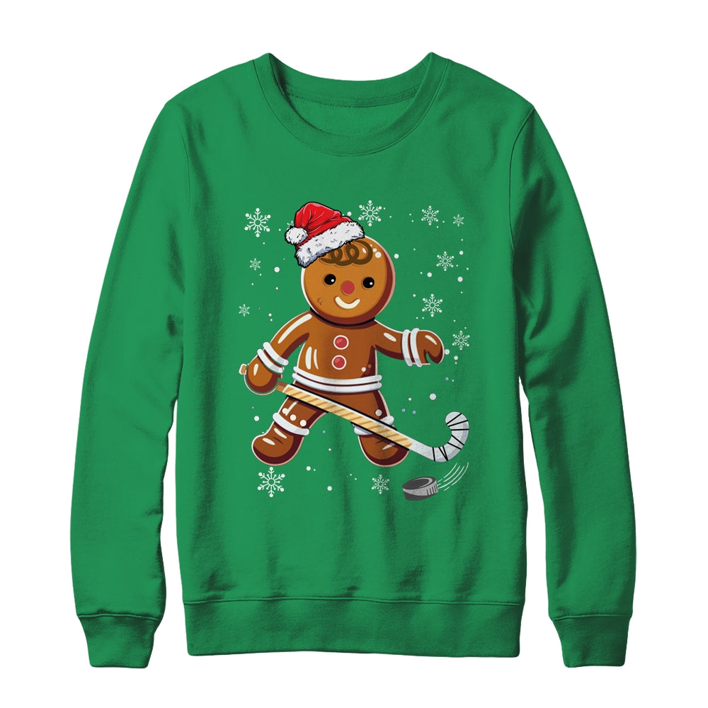 Cute Gingerbread Man Hockey Player Hockey Christmas Shirt & Sweatshirt | siriusteestore
